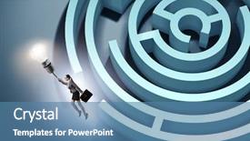  Presentation with strategy maze women - Amazing slide set having light bulb puzzle - businesswoman escaping from maze backdrop and a teal colored foreground