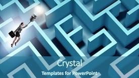  Presentation with balloon - PPT layouts having light bulb puzzle - businesswoman escaping from maze background and a ocean colored foreground