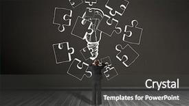  Presentation with head - Amazing presentation theme having light bulb puzzle - businesswoman standing with hands backdrop and a dark gray colored foreground