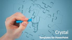  Presentation with hand drawn cartoon of sports - Beautiful slides featuring light bulb puzzle - hand drawing jigsaw doodle backdrop and a light blue colored foreground