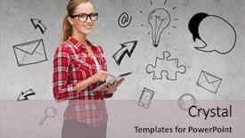  Presentation with internet - Slides consisting of light bulb puzzle - technology internet and people concept background and a  colored foreground