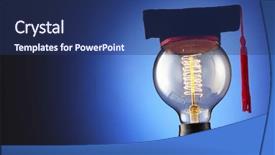  Presentation with light bulb graduation cap - Presentation design enhanced with light bulb with mortar board background and a  colored foreground