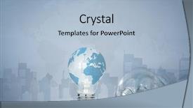  Presentation with city line map - Presentation design enhanced with light bulb with world map background and a light blue colored foreground