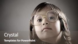  Presentation with special education cute kid - Beautiful slide deck featuring light bulbs blackboard - closeup portrait of cute kid backdrop and a gray colored foreground