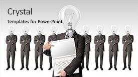 Presentation with big idea - Colorful PPT layouts enhanced with light bulbs blackboard - male businessman with lamp-head backdrop and a light gray colored foreground