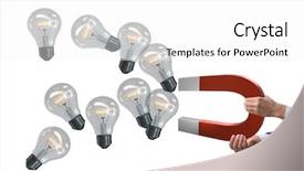  Presentation with magnet - Slides having light bulbs on horseshoe magnet background and a white colored foreground