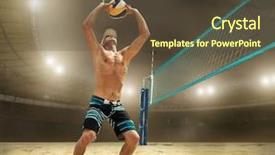  Presentation with beach volleyball - Theme enhanced with light championship game in final background and a tawny brown colored foreground