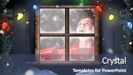  Presentation with christmas girl - Colorful slide deck enhanced with light children - little girl opening a magical backdrop and a ocean colored foreground