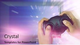  Presentation with hands holding - Beautiful theme featuring light design shimmering on purple backdrop and a lemonade colored foreground