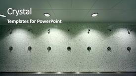  Presentation with light green - Theme consisting of light empty public shower room background and a gray colored foreground