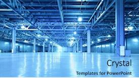  Presentation with light blue color - Theme consisting of light factory - empty storehouse toned background and a light blue colored foreground