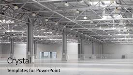  Presentation with factory - Presentation consisting of light factory - large modern empty storehouse background and a light gray colored foreground