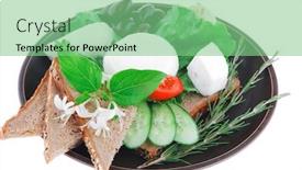  Presentation with feta cheese - Slide deck having light feta cheese with mushroom and bread background and a seafoam green colored foreground