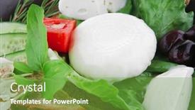  Presentation with feta cheese - Colorful PPT theme enhanced with light feta cheese with mushroom and bread backdrop and a seafoam green colored foreground