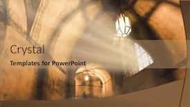  Presentation with light - PPT theme having light-from-the-lamp background and a coral colored foreground