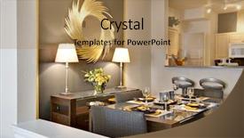  Presentation with crowded apartment buildings - Audience pleasing PPT theme consisting of gold brown - apartment dining room backdrop and a coral colored foreground