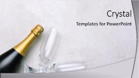  Presentation with champagne - Slide deck having light gray surface horizontal format background and a white colored foreground