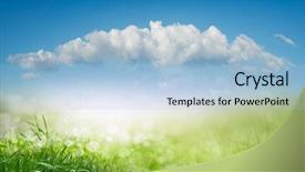  Presentation with abstract spring green - Cool new presentation design with light green - abstract spring background with grass backdrop and a light blue colored foreground