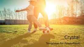  Presentation with green city - Audience pleasing theme consisting of light green field in city backdrop and a gold colored foreground