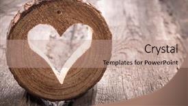  Presentation with rustic wedding - PPT theme consisting of light heart on rustic wooden background and a coral colored foreground