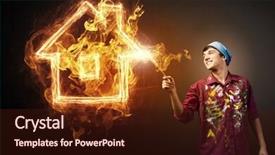  Presentation with glowing light bulbs light bulbs - PPT theme enhanced with light house symbol on dark background and a  colored foreground