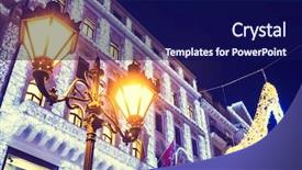  Presentation with budapest - Colorful presentation theme enhanced with light in central street budapest backdrop and a navy blue colored foreground