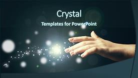  Presentation with miracle - PPT theme with light in human hand background and a tawny brown colored foreground