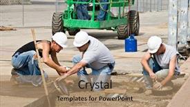  Presentation with electrician - Presentation theme enhanced with light industrial - electrician crew background and a coral colored foreground