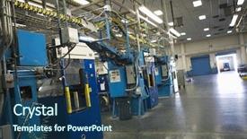  Presentation with factory - PPT theme featuring light industrial - interior view of a newspaper background and a ocean colored foreground