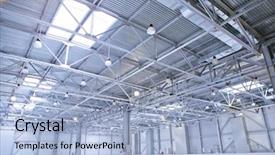  Presentation with modern medicine cardiology concept mixed - PPT layouts consisting of light industrial - modern empty storehouse background and a light blue colored foreground