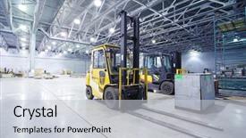  Presentation with modern - Amazing slide deck having light industrial - two loaders in modern storehouse backdrop and a lemonade colored foreground
