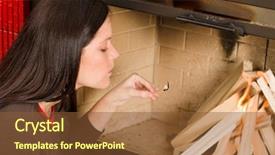  Presentation with lighting - Audience pleasing slides consisting of light match - young woman lighting up wood backdrop and a  colored foreground