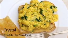  Presentation with eggs egg carton egg box - Audience pleasing PPT theme consisting of light meal of scrambled eggs backdrop and a gold colored foreground