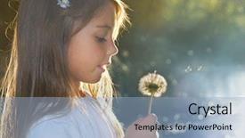  Presentation with joy - Audience pleasing slides consisting of light morning - summer joy little girl blowing backdrop and a light blue colored foreground