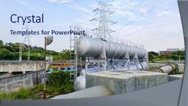  Presentation with water tank - PPT theme with light of petrochemical industry water background and a sky blue colored foreground