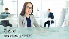  Presentation with statistics - Presentation theme consisting of light office with statistics background and a lemonade colored foreground