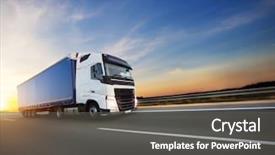  Presentation with cargo transportation - Beautiful presentation theme featuring light on the road transportation backdrop and a dark gray colored foreground