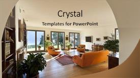  Presentation with living room - PPT layouts featuring light orange - beautiful apartment interior living room background and a soft green colored foreground