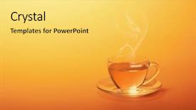  Presentation with hot tea - Cool new presentation theme with light orange - cup of hot tea backdrop and a yellow colored foreground