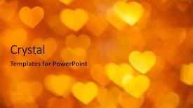  Presentation with golden light - Cool new PPT theme with light orange - golden hearts bokeh as background backdrop and a gold colored foreground