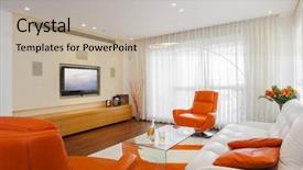  Presentation with luxury - PPT theme having light orange - luxury modern living room background and a mint green colored foreground