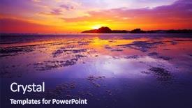  Presentation with tide - Beautiful presentation theme featuring light orange - purple sunset over a beach backdrop and a navy blue colored foreground
