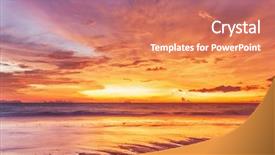  Presentation with tropical beach sunset - Cool new PPT layouts with light orange - tropical beach at beautiful sunset backdrop and a coral colored foreground