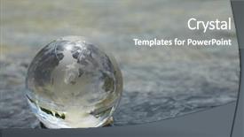  Presentation with green globe latitude lines - Slide deck featuring light orbs blue - glass globe background and a gray colored foreground
