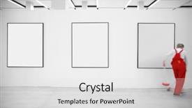  Presentation with vacuum cleaner robot - Colorful slides enhanced with light painting - cleaner in showroom backdrop and a light gray colored foreground