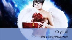  Presentation with christmas angel - Presentation theme with light painting - portrait of a female christmas background and a light blue colored foreground