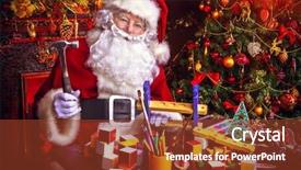  Presentation with christmas tree - PPT layouts with light painting - workshop of santa claus portrait background and a tawny brown colored foreground