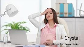  Presentation with pregnant - Amazing PPT theme having light pink - tired pregnant woman sitting backdrop and a soft green colored foreground