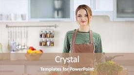  Presentation with salad - Colorful slides enhanced with light pink - young woman preparing vegetable salad backdrop and a coral colored foreground
