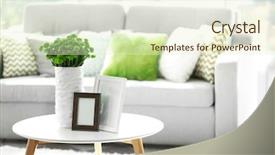  Presentation with go green - Slide deck with light pink colour - beautiful green chrysanthemums in vase background and a soft green colored foreground